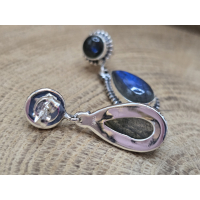 Echt zilveren Labradoriet oorbel stekers hangende druppel